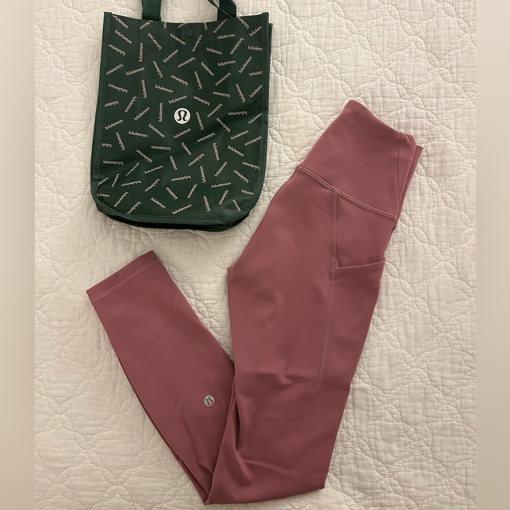 LULULEMON Wunder Train with pockets Mauve Pink 25”  4